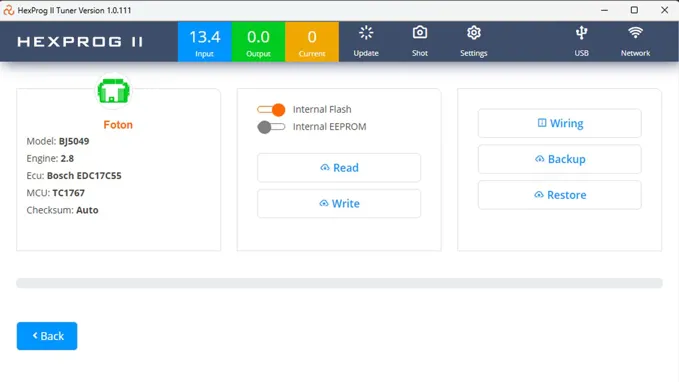 HexProg II software EDC17C55 Bench