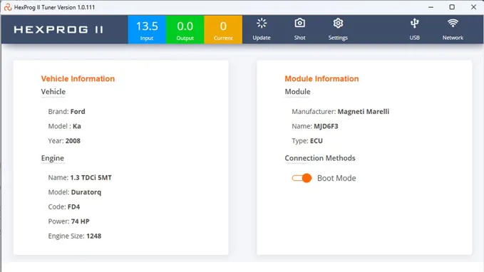 HexProg II software MJD6F3 Module info